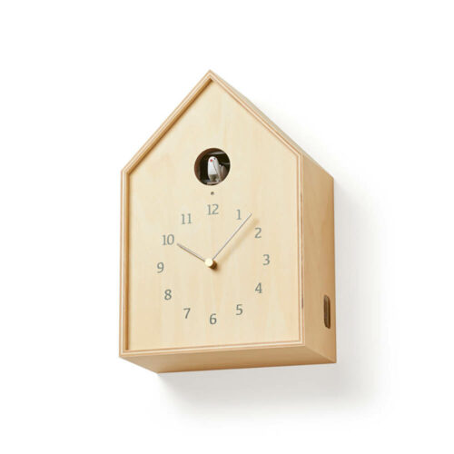 Lemnos Wall Clock Birdhouse Natural