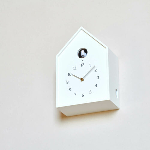 Lemnos Wall Clock Birdhouse White