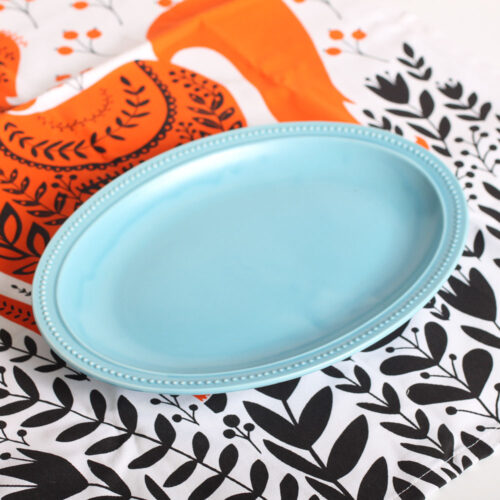 Bread and Rice Oval Plate Blue