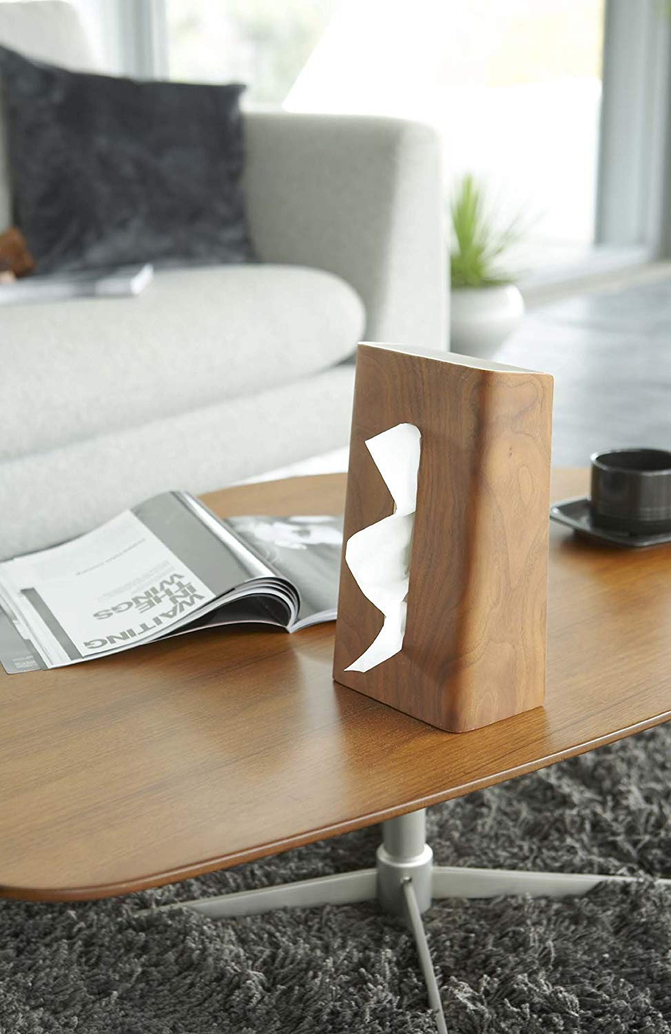 YAMAZAKI Rin Vertical Tissue Box Brown - Image 4