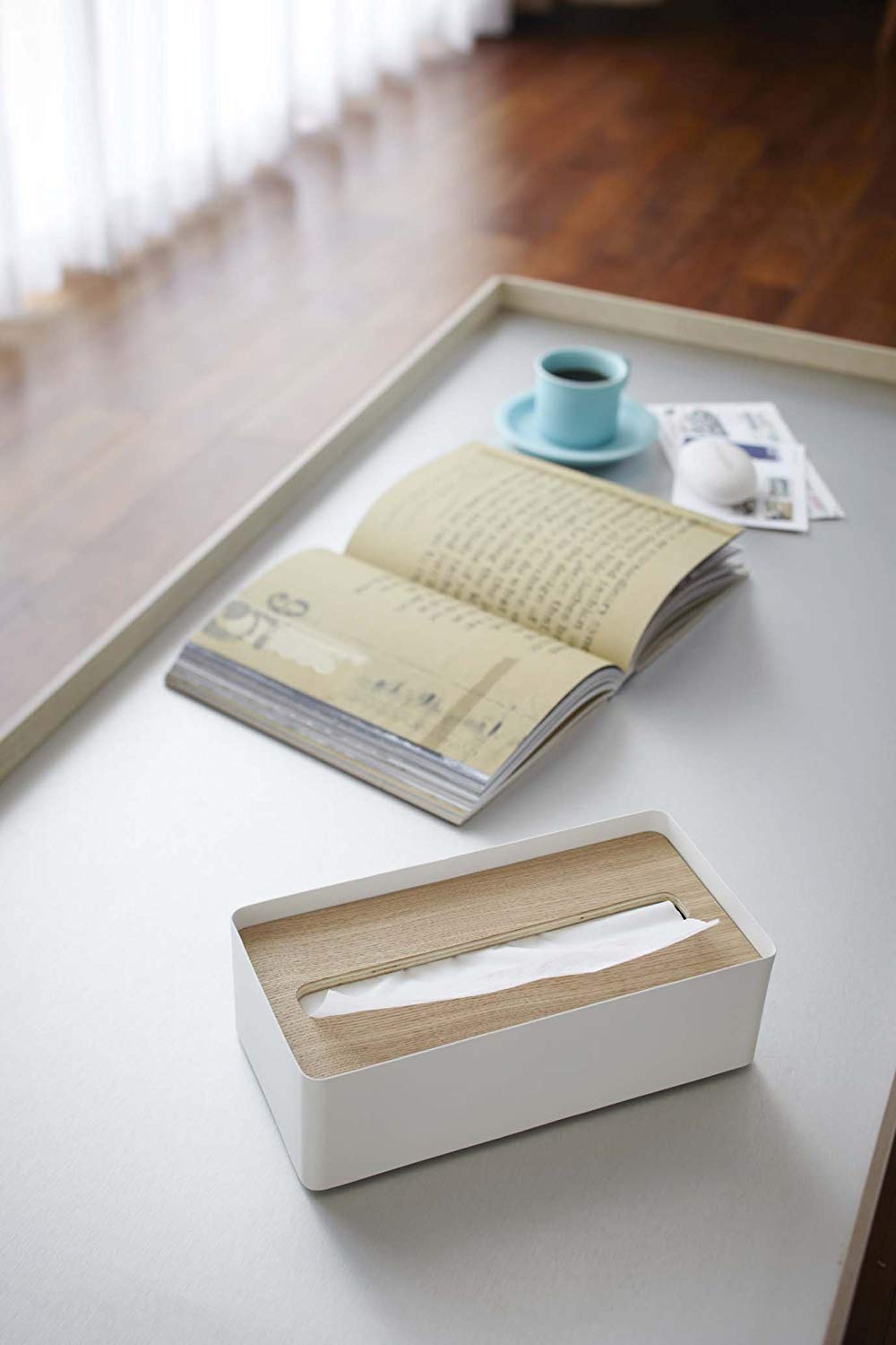 YAMAZAKI Rin Tissue Box Rectangular White - Image 2