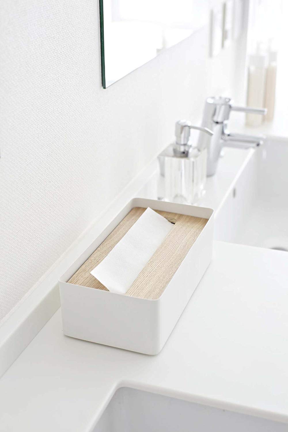 YAMAZAKI Rin Tissue Box Rectangular White - Image 3